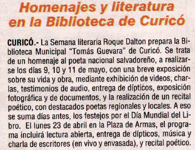 Homenaje en Chile para Roque Dalton